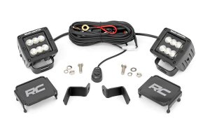 Ford F-150 Lightning LED Light Kit - Ditch Mount - Rough Country - Flood - Black - '22-'23